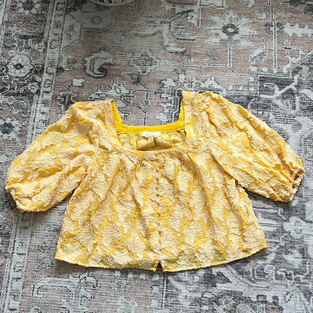 Anthropologie yellow floral top